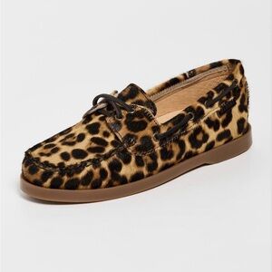 Manebi Leopard Print Women's Boat Shoes Loafers Ponyhair